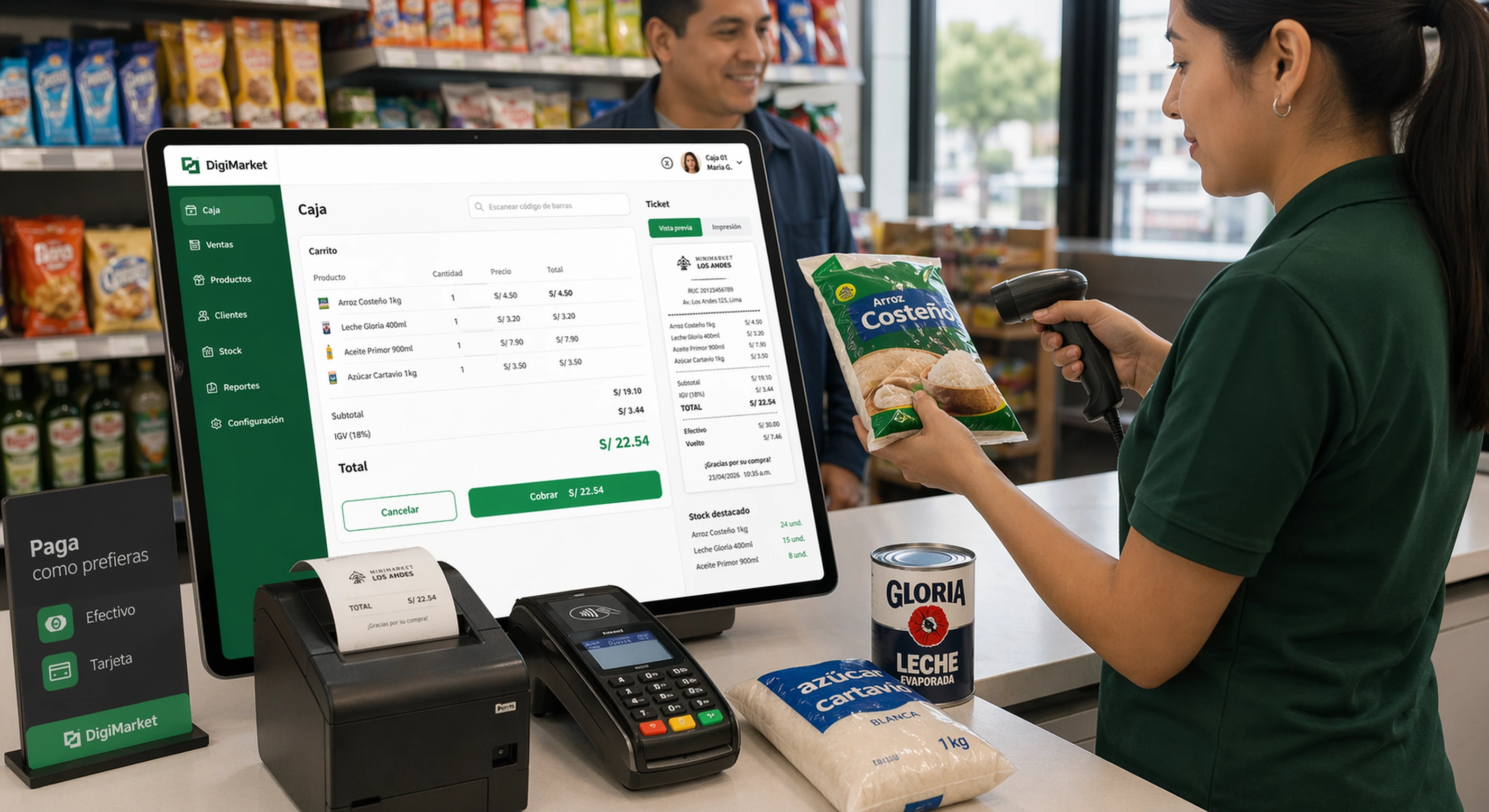 Operacion retail con POS y stock en DigiMarket